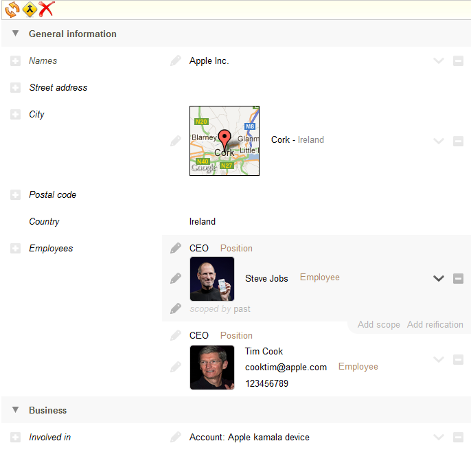 Buttons and functions in a detail pane