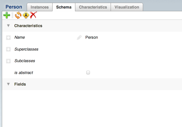 Schema editor tab on topic type page