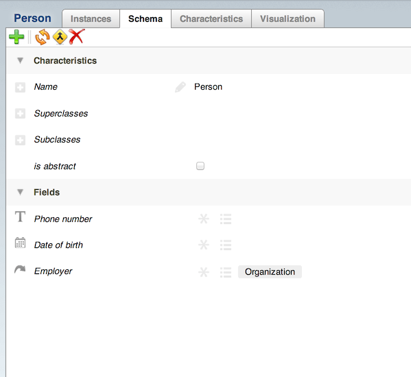 The 'person' schema, fully filled