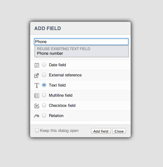 Existing fields can be reused