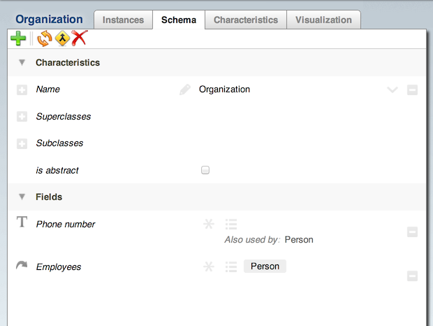 Icons to the right to remove fields